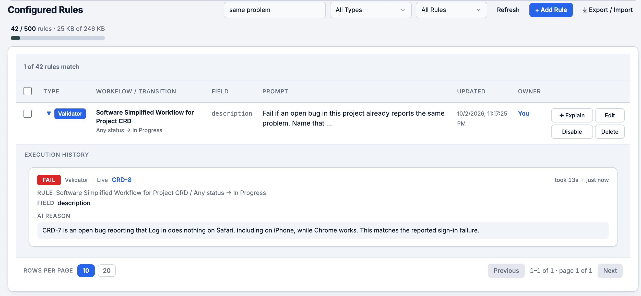 CogniRunner interface: A verdict with the reasoning