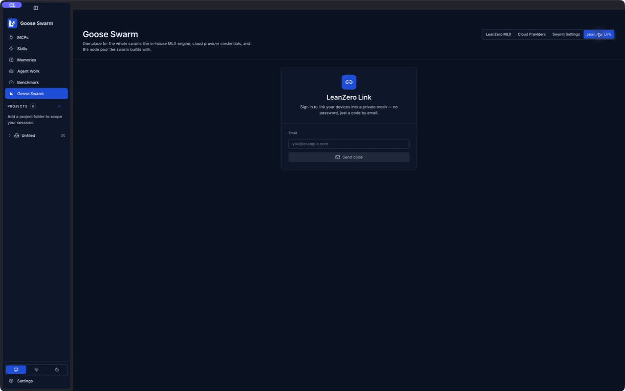 LeanZero Link starts with email-code sign-in