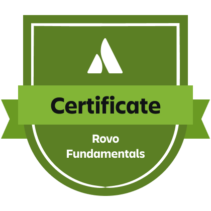 Atlassian Credentialed in Rovo Fundamentals (Rovo Fund.) — Atlassian Certified Professional badge